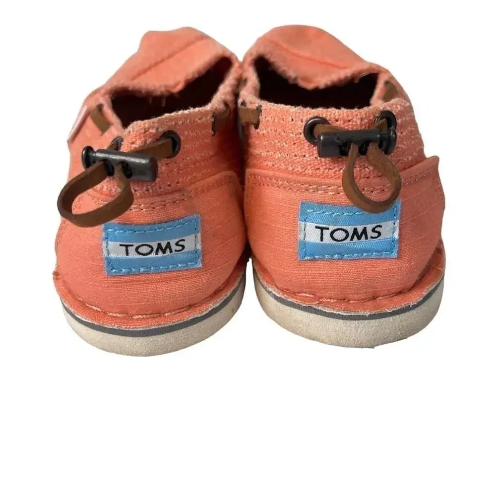 TOMS Orange Burlap Espadrille Flats Womens 8 Slip On Casual Canvas Shoes